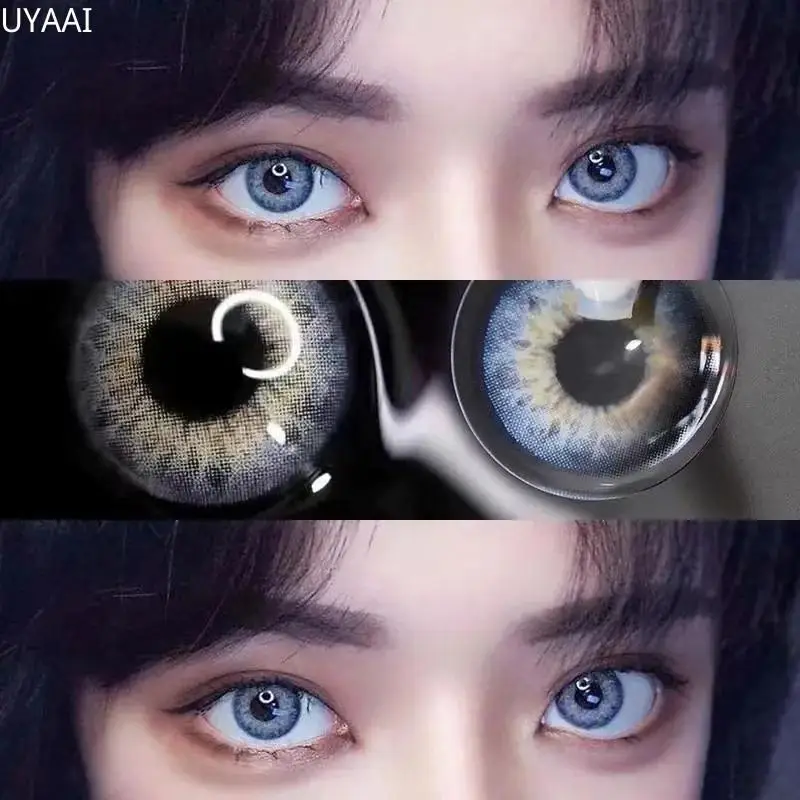 UYAAI 2 unids/par Taylor DNA lentes de contacto de colores contatos cosméticos de belleza coloridos lentes de Color Natural lentes de contacto de ojos lentes azules