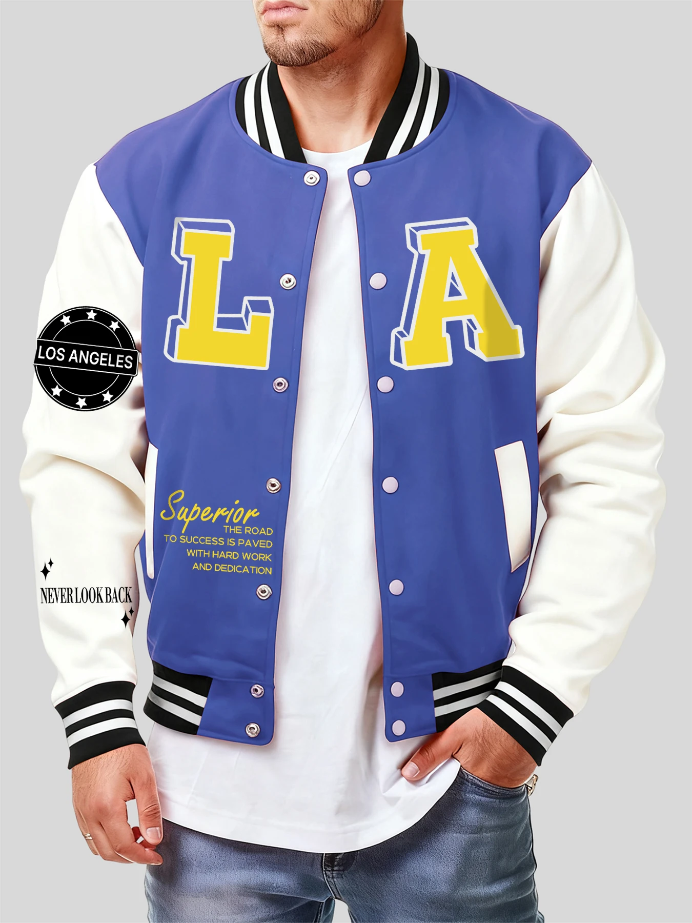 

Never Look Back Personality Print Jackets For Men Casual Sportswears Fleece Oversize Streetwear Autumn Fashion Unisex Jacket