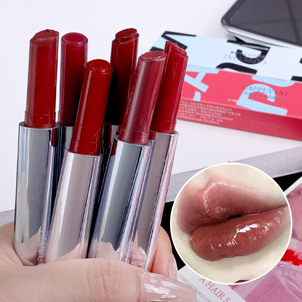 Waterproof Non-stick Cup Solid Lip Gloss Colour Rendering Long Lasting Moisturizing Watery Nude Red Lipstick Pen Makeup Cosmetic