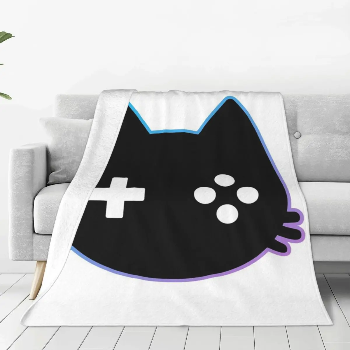 Gamer Cat Blanket Fleece Multi-function Sofa Throw Blankets For Home Bedroom Office Throws Bedspread Quilt