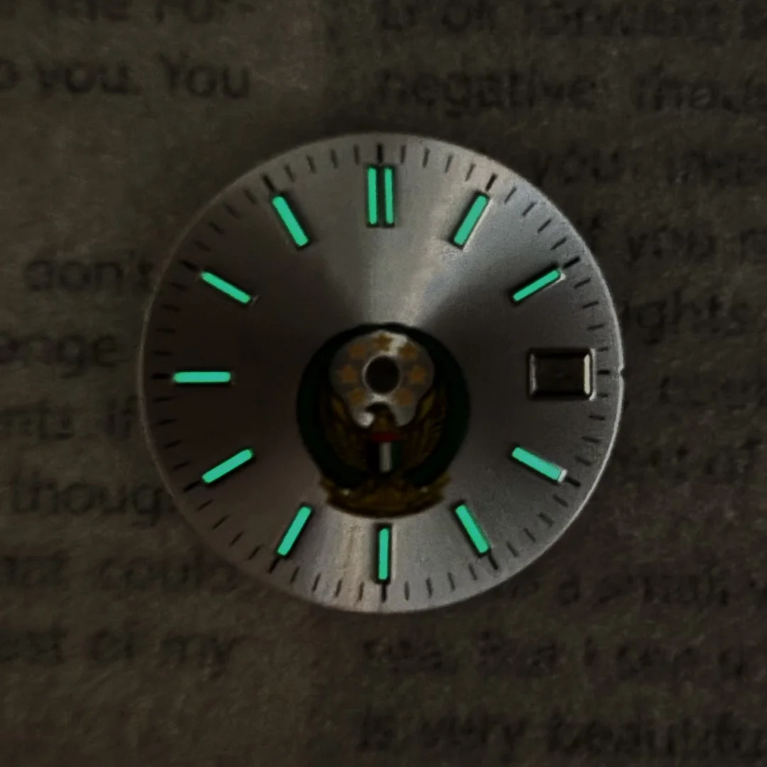 Циферблат NH35 с зеленым свечением, S-циферблат с узором солнца, 28,5 мм, подходит для модификации часового механизма NH35 NH36, аксессуары