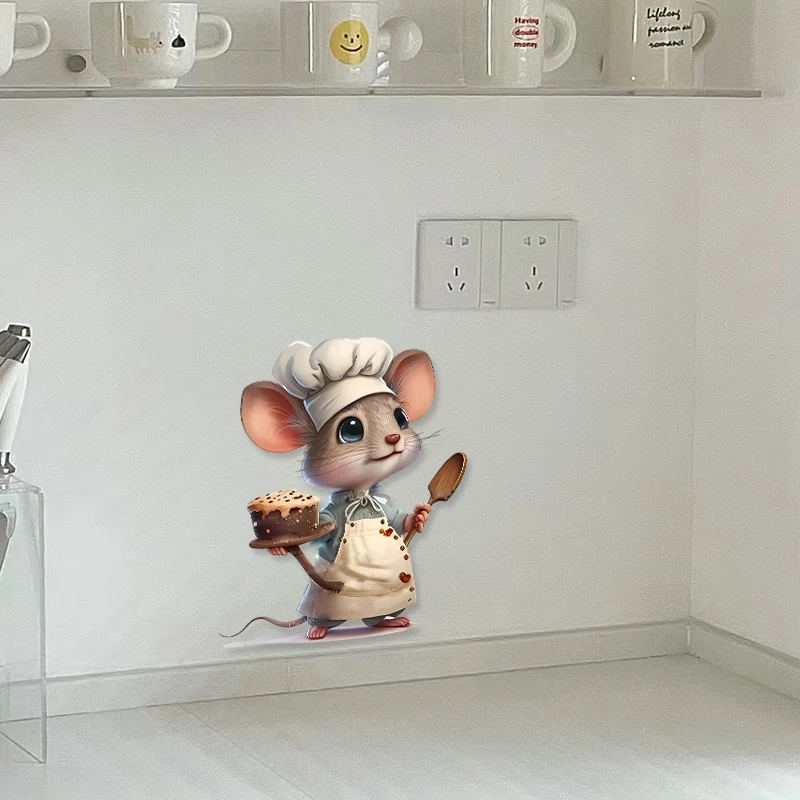 الكرتون الشيف ماوس مضحك ملصقات جدار غرفة المعيشة الديكور مقاومة للخدش غرفة نوم الشارات مقاوم للماء الدرج ديكور المنزل