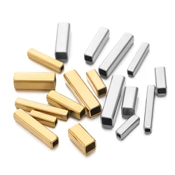 10/20pcs Edelstahl quadratische Distanz perlen Charm Halskette Armbänder lange Rohr lose Perlen für DIY Schmuck herstellung Zubehör