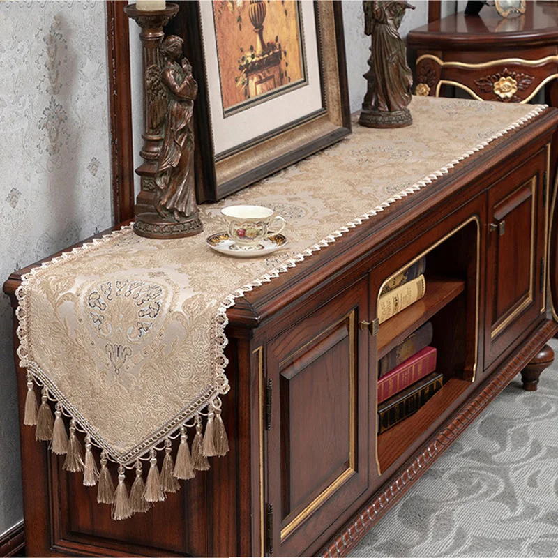 High-end Jacquard Table Runner Home Tassel Decoration Table Runner TV Cabinet Shoe Cabinet Cover Cloth Rectangle Table Runner