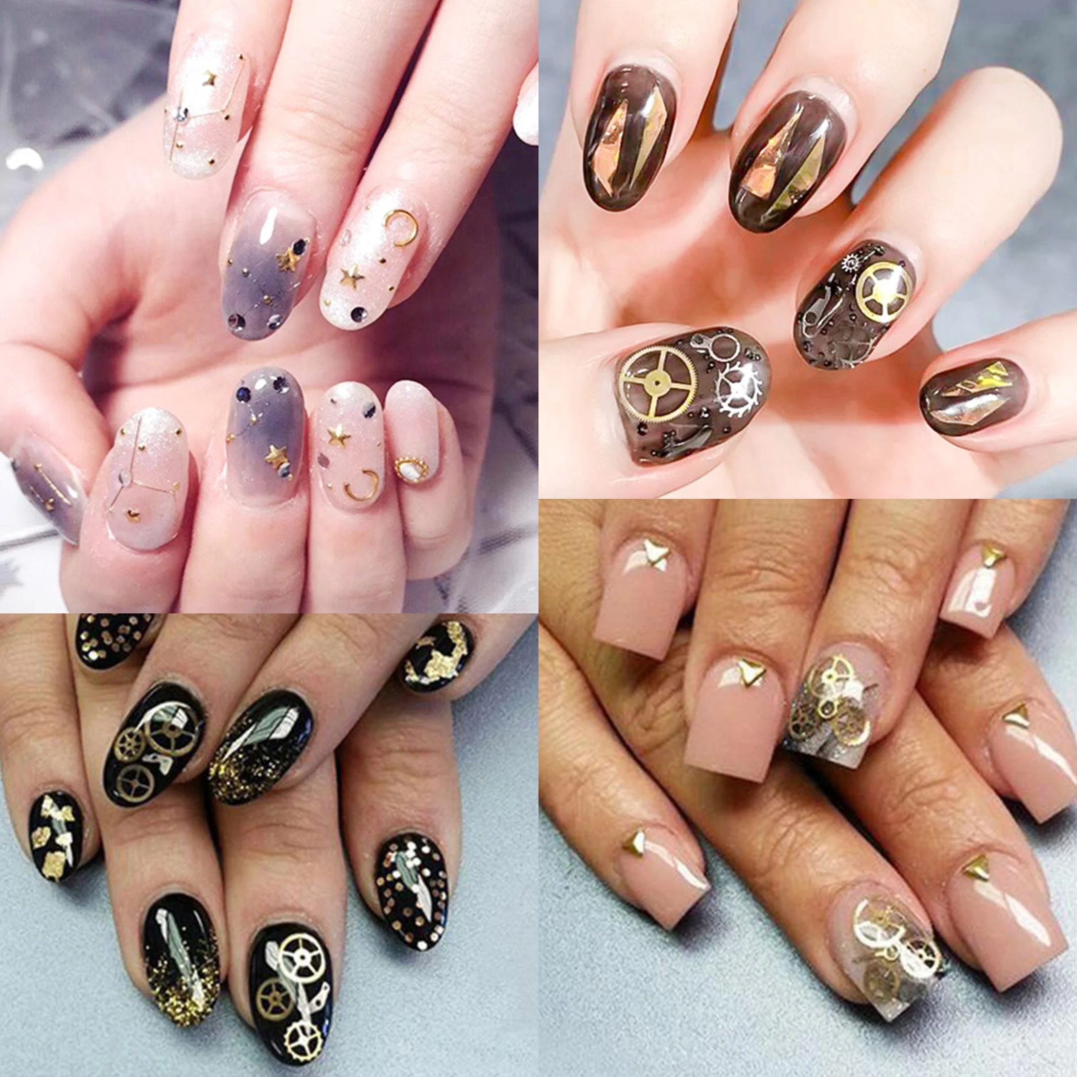 1 Box Nail Decoration Alloy Patch New Japanese Nail  Arivet Mixed Time Gear Punk Metal Gear Mechanical