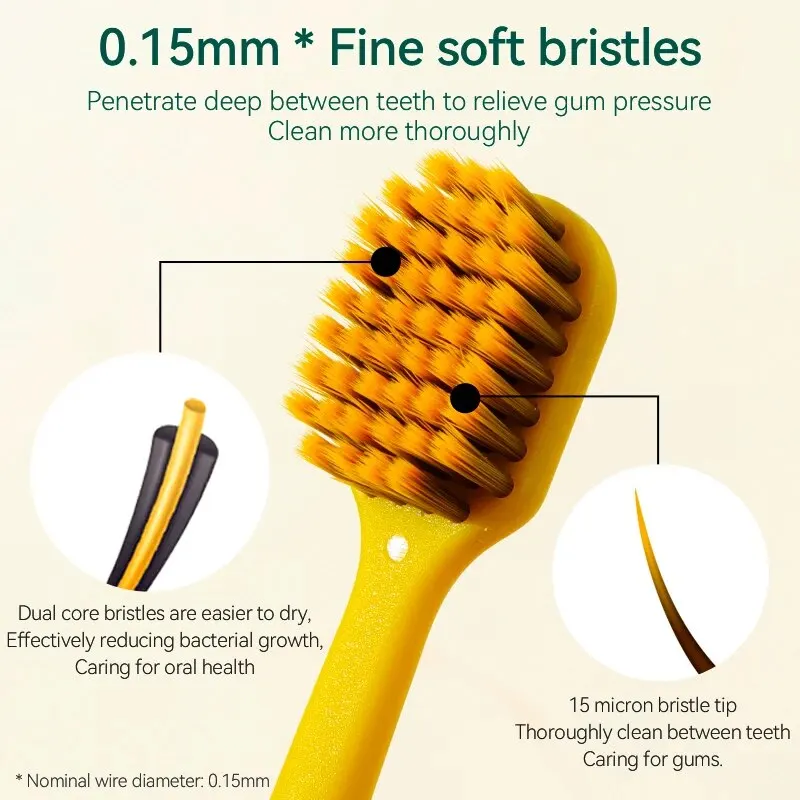 8PCS 4-color Wide Head Extra Soft Bristled Toothbrush, Adult Home Pack, Volcanic Carbon Brush Wire, Independent Packaging