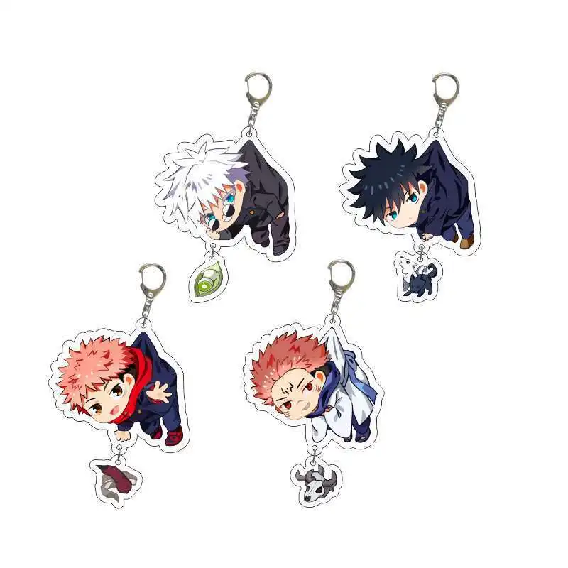 Anime Peripherals Satoru Gojo Acrylic Keychain Double-sided Printed Card Octopus Burning Pendant Geto Suguru 55mm Accessories