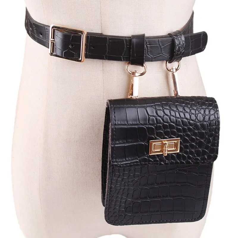 

Vintage Leather Waist Bag Alligator Fanny Pack for Women Waist Pack Luxury Belt Bag Designer/Black Fanny Pack Bags