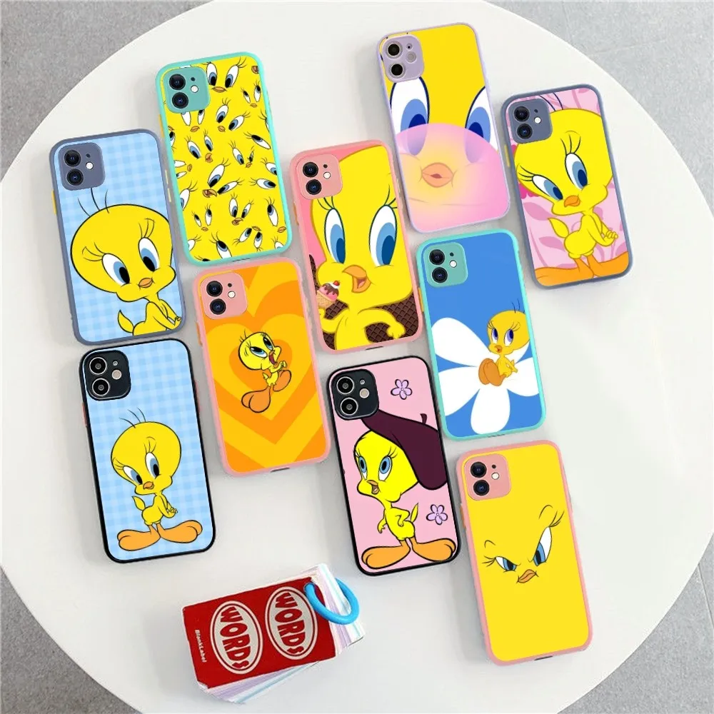 Cartoon T-Tweety B-Bird  For iPhone 14 X XR XS 7 8 Plus 11 12 13 pro MAX 13mini Matte Shockproof Case