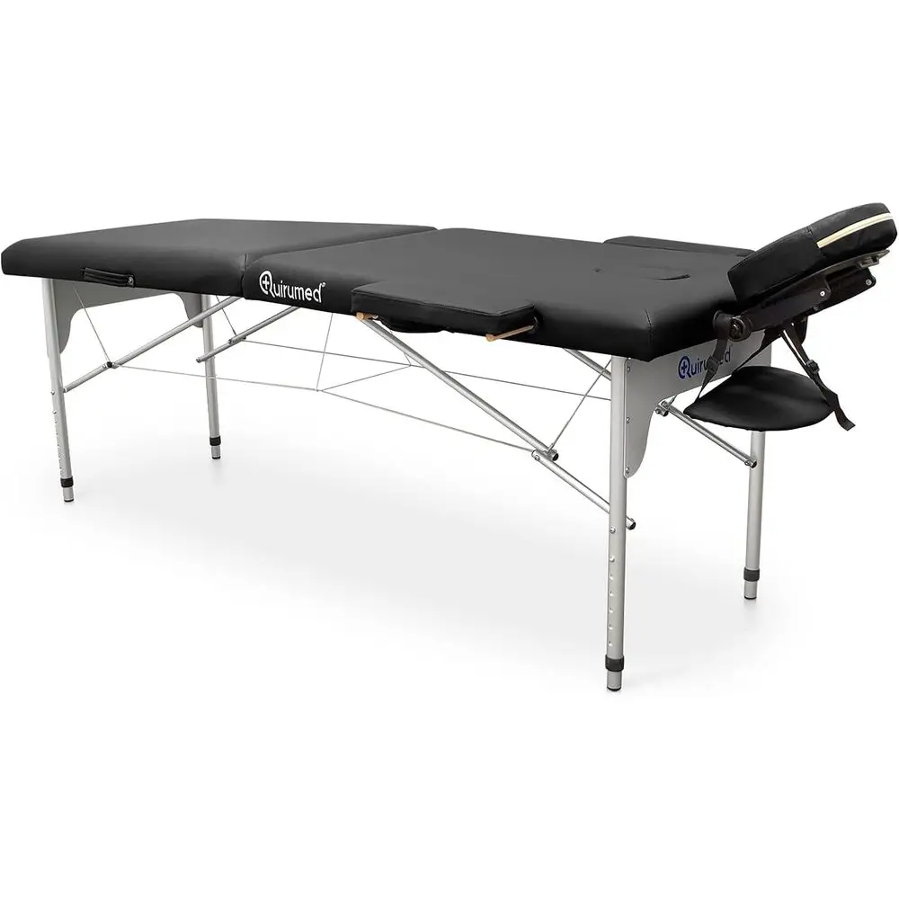 

Портативный легкий черный массажный стол со съемными подлокотниками, регулируемой высотой, 186x66 см, поверхность из искусственной кожи