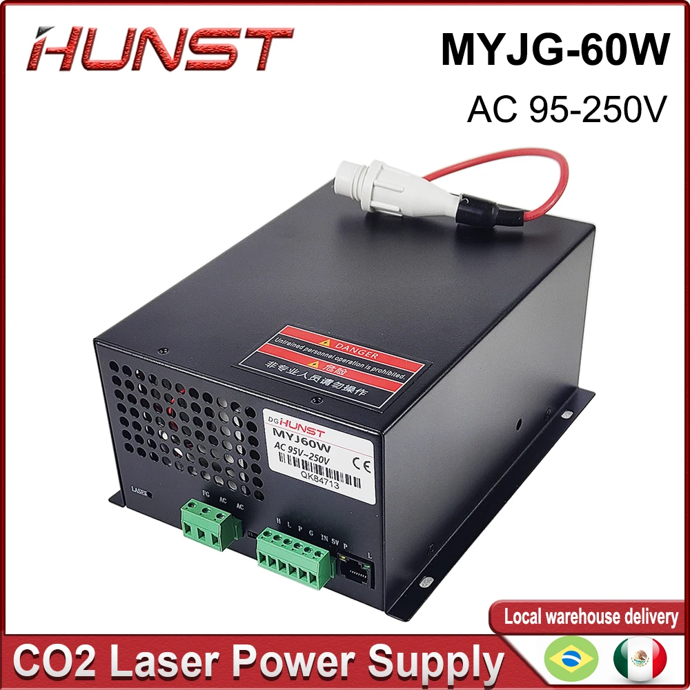 

HUNST CO2 Laser Power Supply MYJG 60W Supports 95~250V Voltage and is Used for 50-70W Laser Engraving and Cutting Machines.