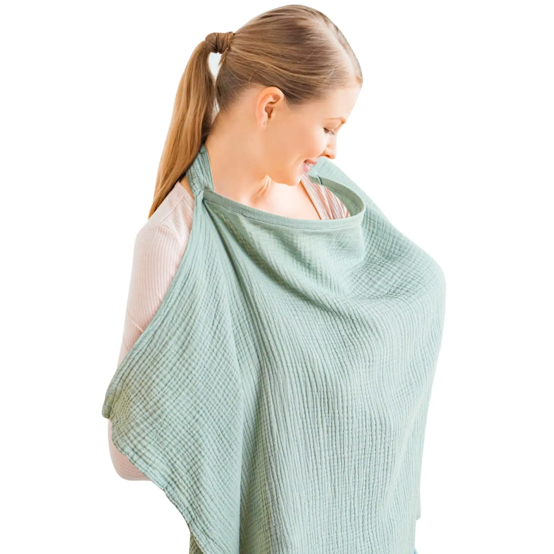 Breathable Cotton Nursing Apron Adjustable Breastfeeding Cover Scarf for Car Stroller Use - Prevents Exposure While Nursing