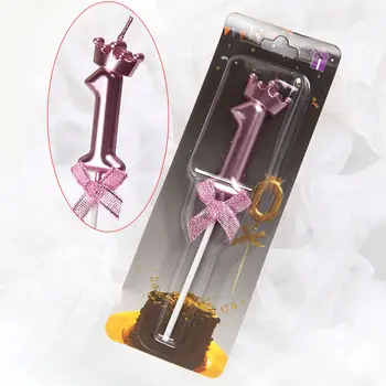 玫瑰金皇冠領結造型數字蠟燭(0-9),用於生日蛋糕裝飾 10 最佳銷售 金色蠟燭 - №9