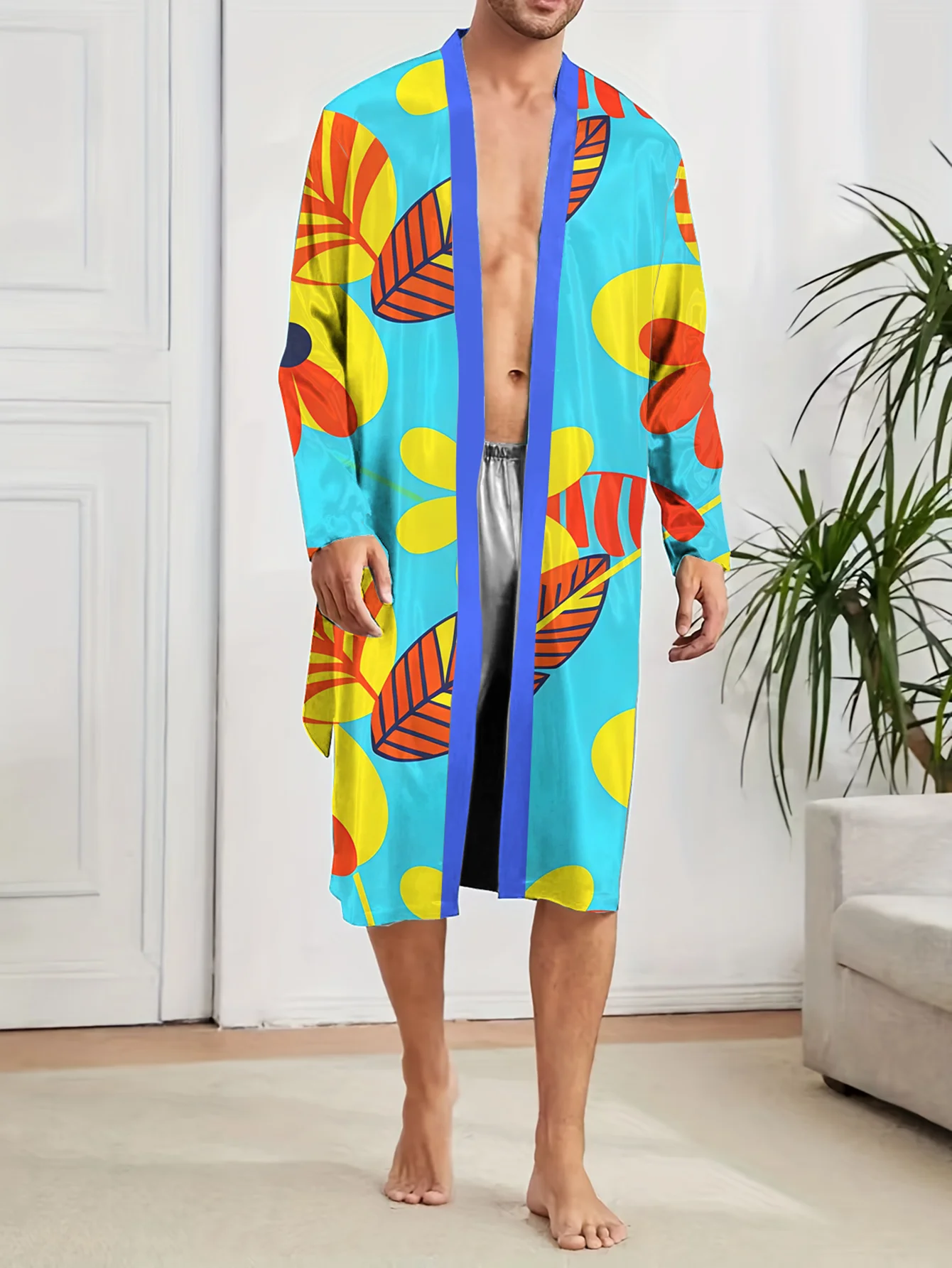 

Мужской халат с 3D-цифровой печатью 2026 года, быстросохнущий домашний халат для сна, комфортный халат для отдыха весной и осенью