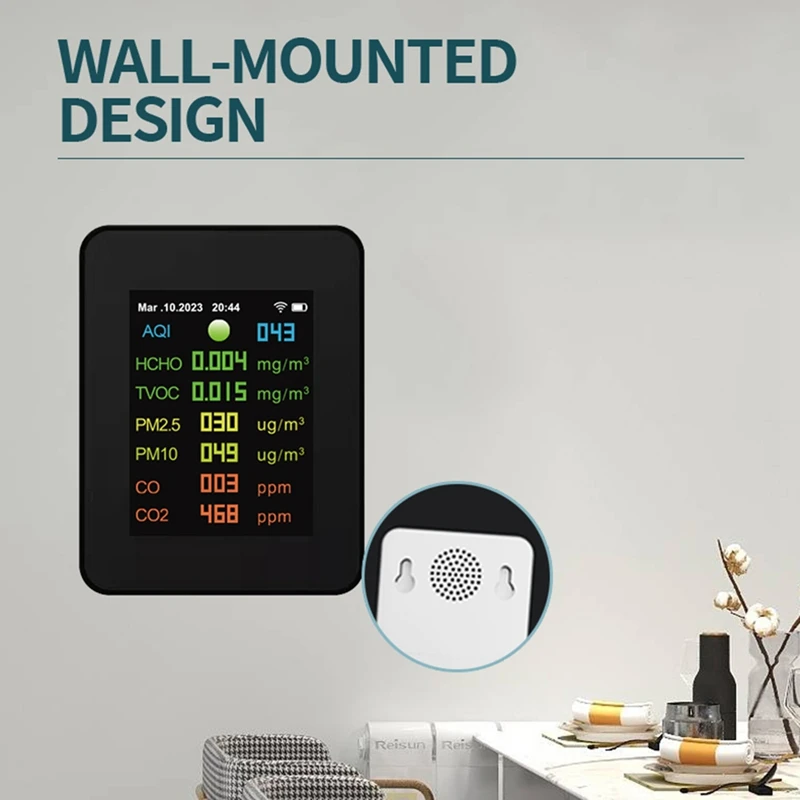 FULL-9 In 1 Digital Temperature Humidity Tester PM2.5 PM10 HCHO TVOC CO CO2 Meter Wifi LCD