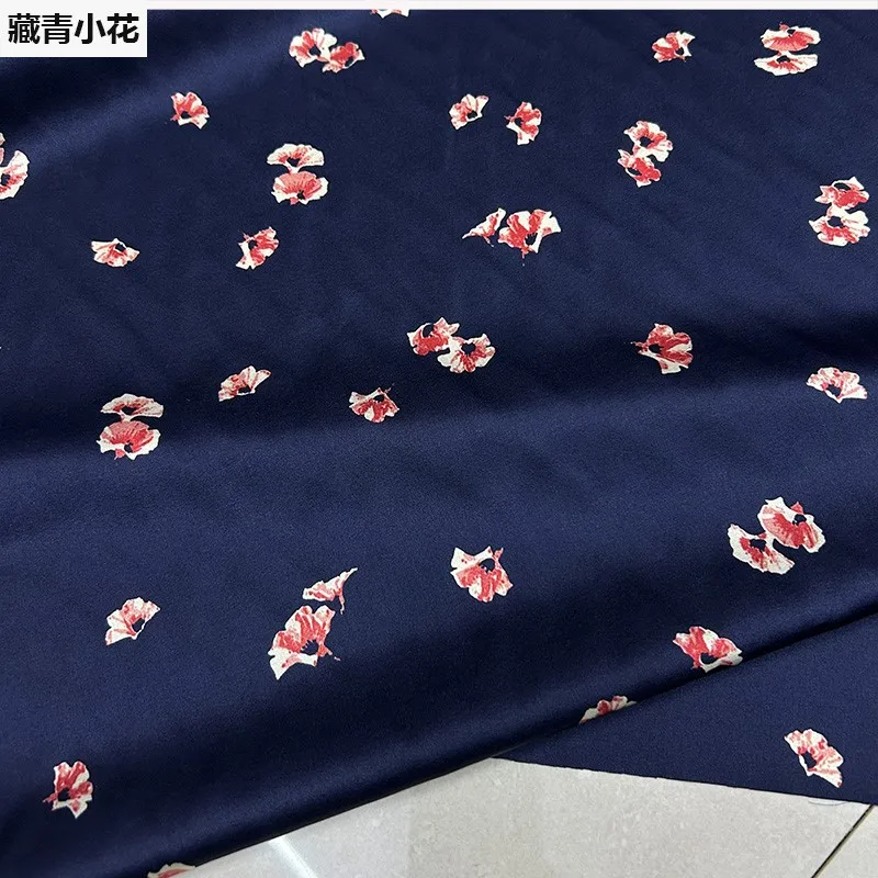 19momme Silk stretch satin plant flower picture 140cm wide national style shirt cheongsam skirt fabric