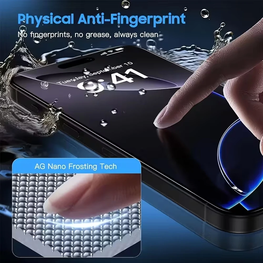 1-5 Stück Mattierter Sichtschutz-Displayschutz Oleophob Staubfrei für iPhone 18 Pro Max 17 Air 16 15 14 13 12 11 X XS Anti-Spy Glas