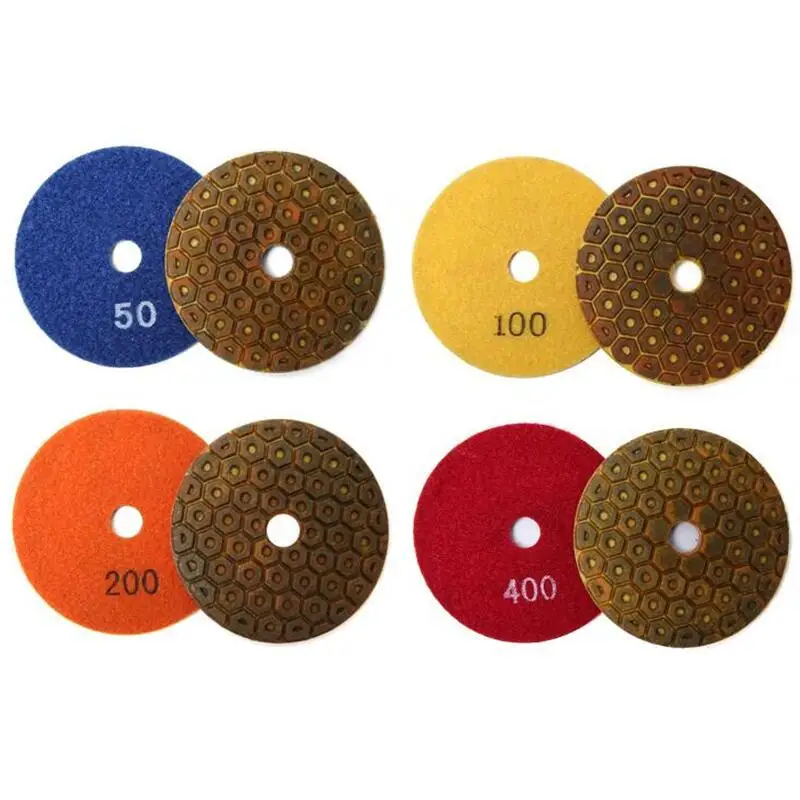 4PCS 4Inch 100mm Wet Metal Diamond Polishing Pads Sanding Disc for Concrete Granite Marble Stone Floor Grinding Wheel Discs