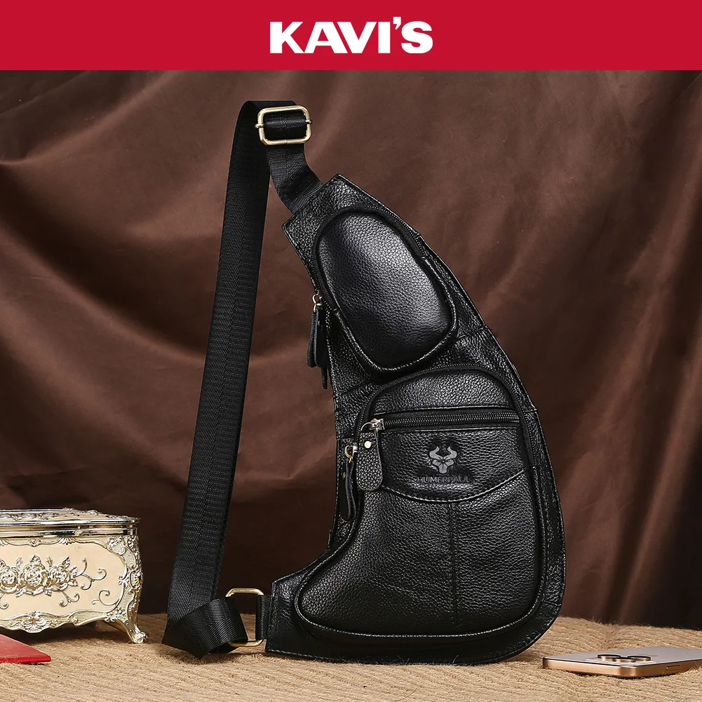 Men's Vintage Leather Sling Bag, Anti-Theft Chest Crossbody Bag with Multi-Compartments for Phone Cards Travel Outdoor Daily Use