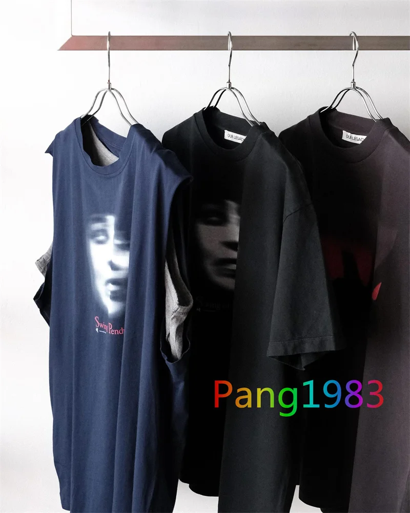 2024ss OUR LEGACY Swing Of Pendulum Print T-shirt Men Women 1:1 High Quality Blurred Avatar Short Sleeve Tee