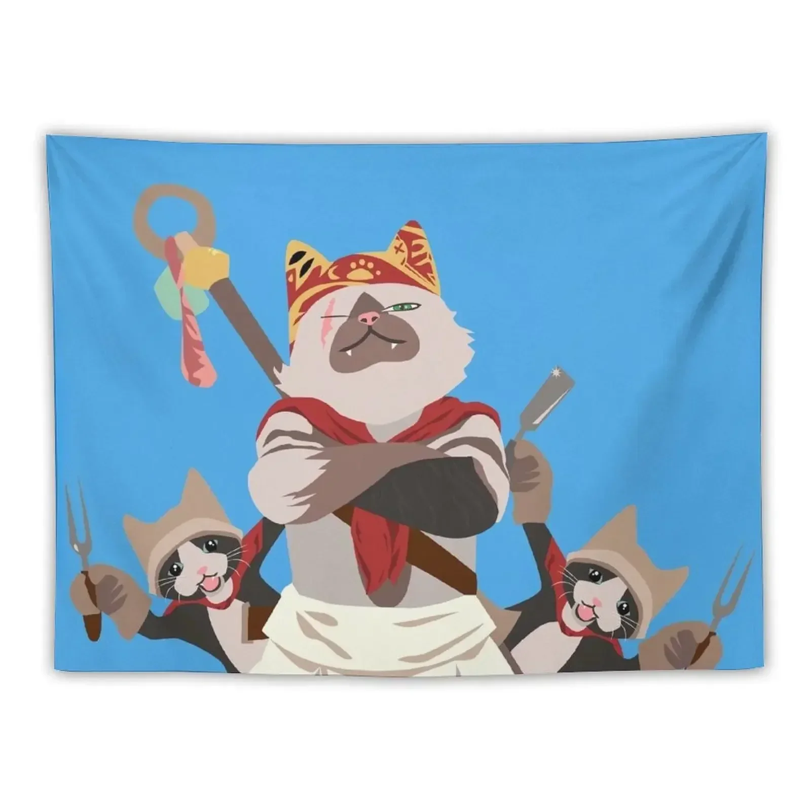 

Meowscular Chef and his crew Tapestry Korean Room Decor Aesthetic Decoration Art Mural Tapestry