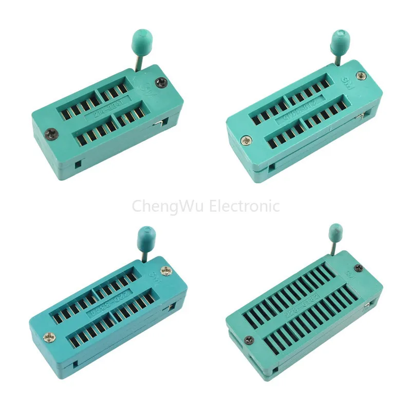 1pcs/lot 14 16 18 20 24 28 32 40 P Pin 2.54 MM Green DIP Universal ZIF IC Socket Test Solder Type IC Lock Seat Zif Socket