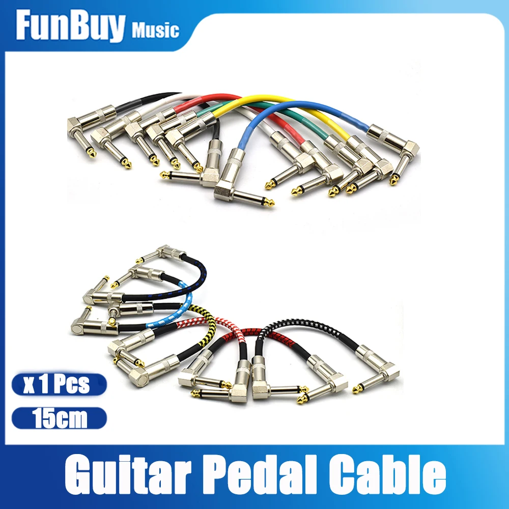 Cloth Guitar Effects Pedal Cable 6.35 To 6.35 Jack String Instrument Accessories Color Random for Electric Guitar Bass 15CM 