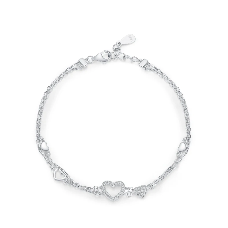925 sterling zilveren romantische hartarmband origineel ontwerp oogverblindende heldere CZ-armband voor dames zilveren fijne sieraden