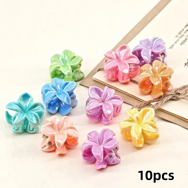 10PCS Colorful Flower Hair Clips Set Sweet Style Snap Clips for Braiding Extensions Easy To Use Strong Hold for Party Daily view 2