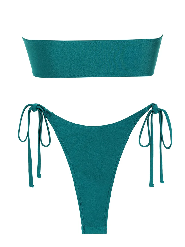 ZAFUL Solid O Ring Costume da bagno per donna Cravatta laterale Hardware in metallo lucido Anello a fascia Bikini Costumi da bagno Reggiseno