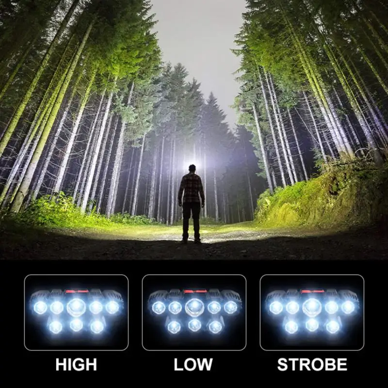 Emergency Lamp Usb Rechargeable Long-range For Working Fishing Camping With Built In Battery Head Flashlight 8 Led/6 Led Outdoor