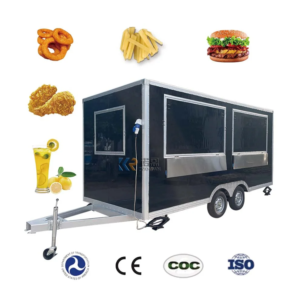 New Catering Food Trailer Prossing And Vending Snack Ice Cream Bubble Tea Waffle Maker Food Cart For Sale