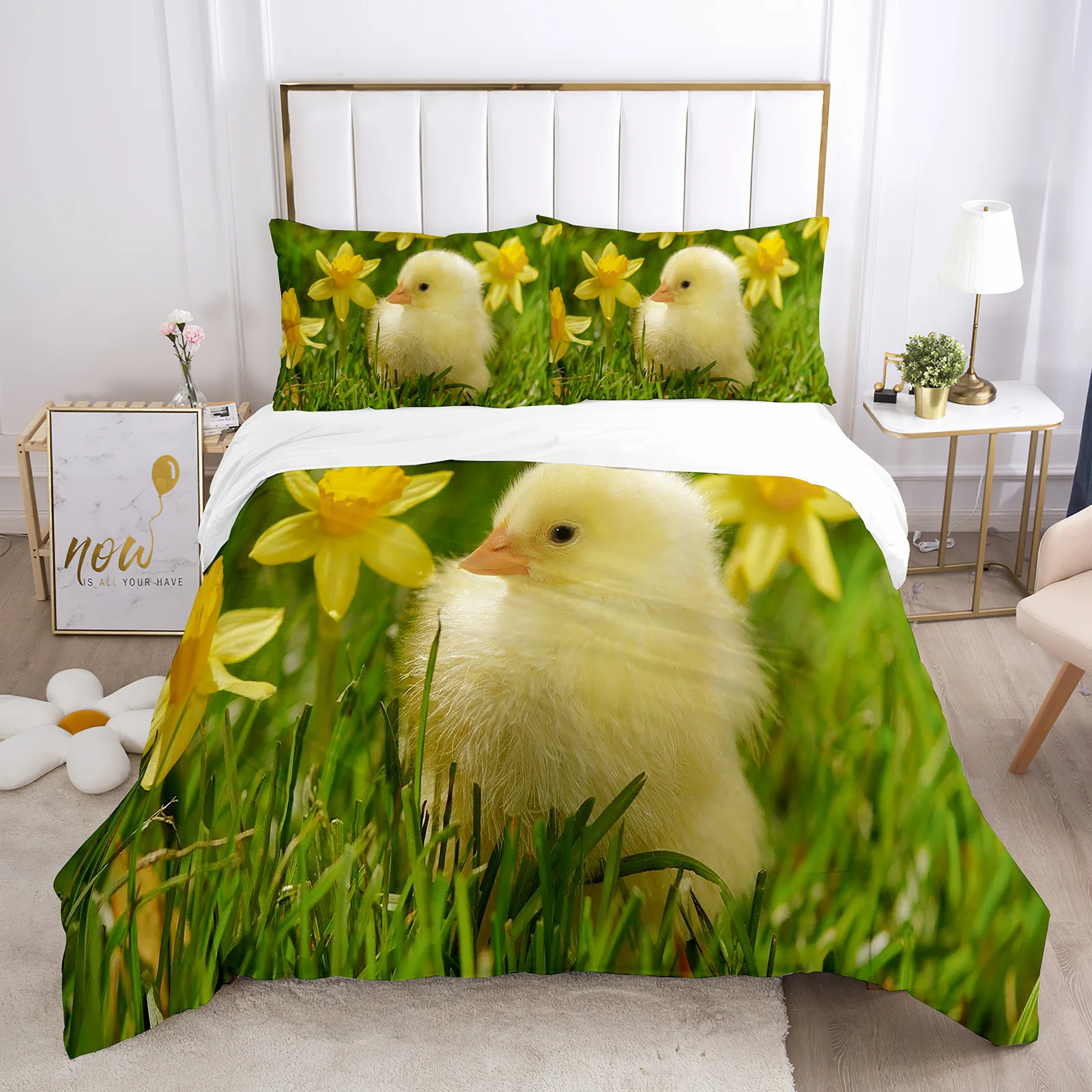 

Chick Duvet Cover Set Farm Animals Quilt Cover Little Chicken Twin Bedding Set For Boys Girl Microfiber 2/3pcs Comforter Cover