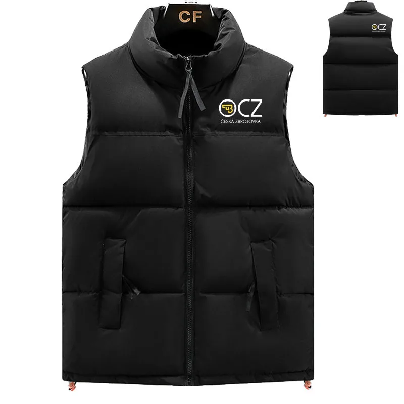 CZ-colete grosso de algodão quente masculino, casaco de moda casual, estampa, popular, inverno