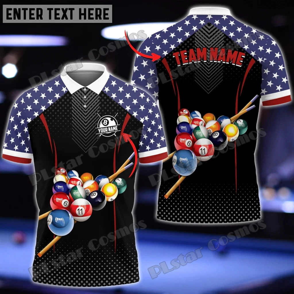 Personalized Billiard Flag Player 3D Printed Men's Polo Shirt Summer Unisex Casual Polo shirt Gift For Billiard Players WK147