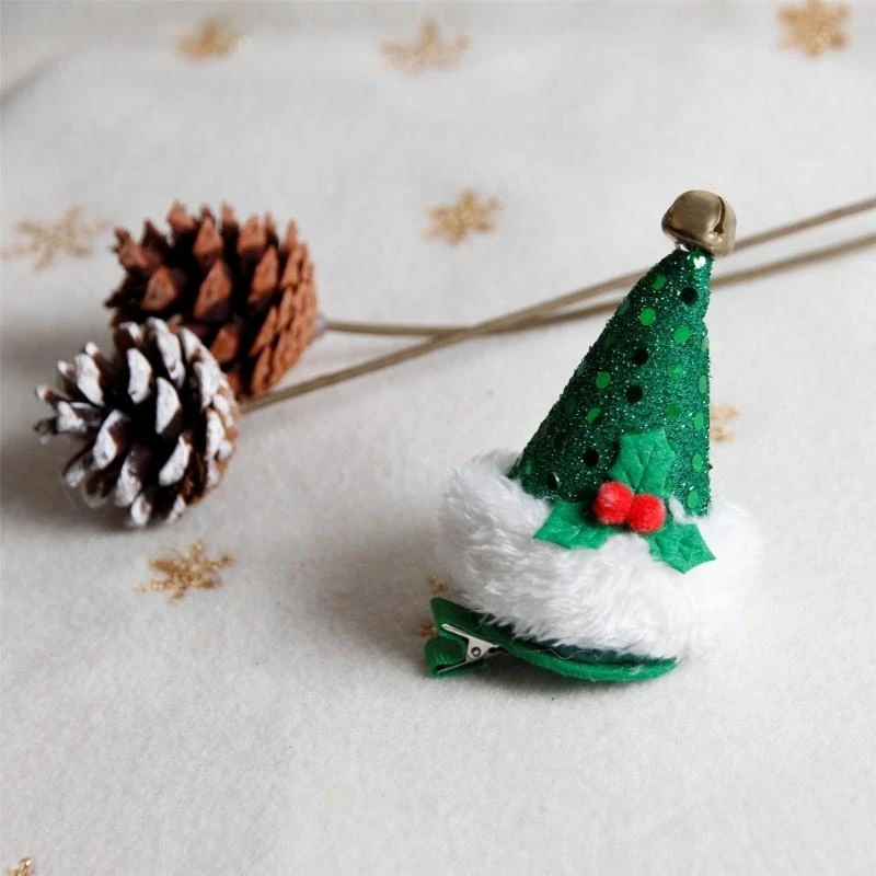 

Plush Santa Hat Hair Clip Headpiece Christmas Hat Hair Clip Santa Hat hairpin 15UB