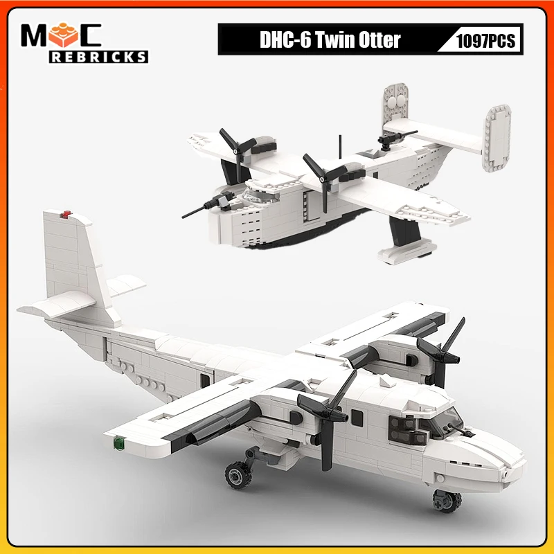 

Military Series Building Block MOC De Havilland Canada DHC-6 Twin Otter Flying Boat Aircraft Technology Bricks Toy Xmas Gifts
