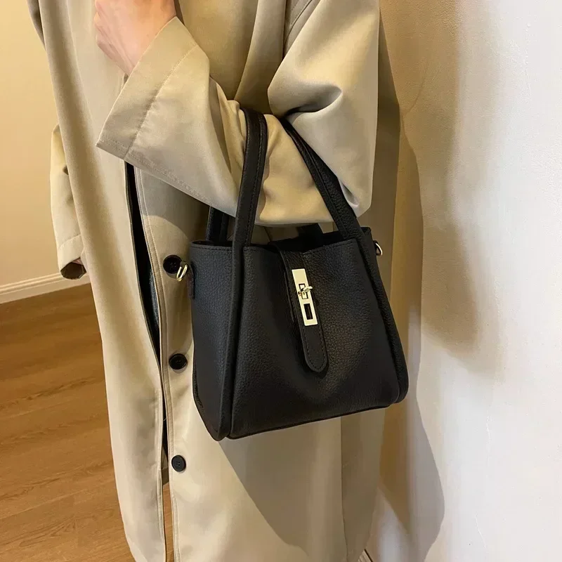 Women's Elegant Minimalist Handbag, Trendy Vintage Bucket Bag,Chic All-match Handbag for Daily & Work Use,Valentine's Day, Gift