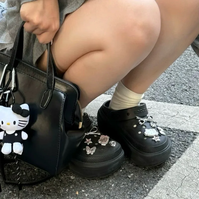 Hello Kitty Shoe Charms Set Silver Katie KT Cat Girls Women Sandals Accessories Hole Shoes Slippers & Clogs Decoration image 3