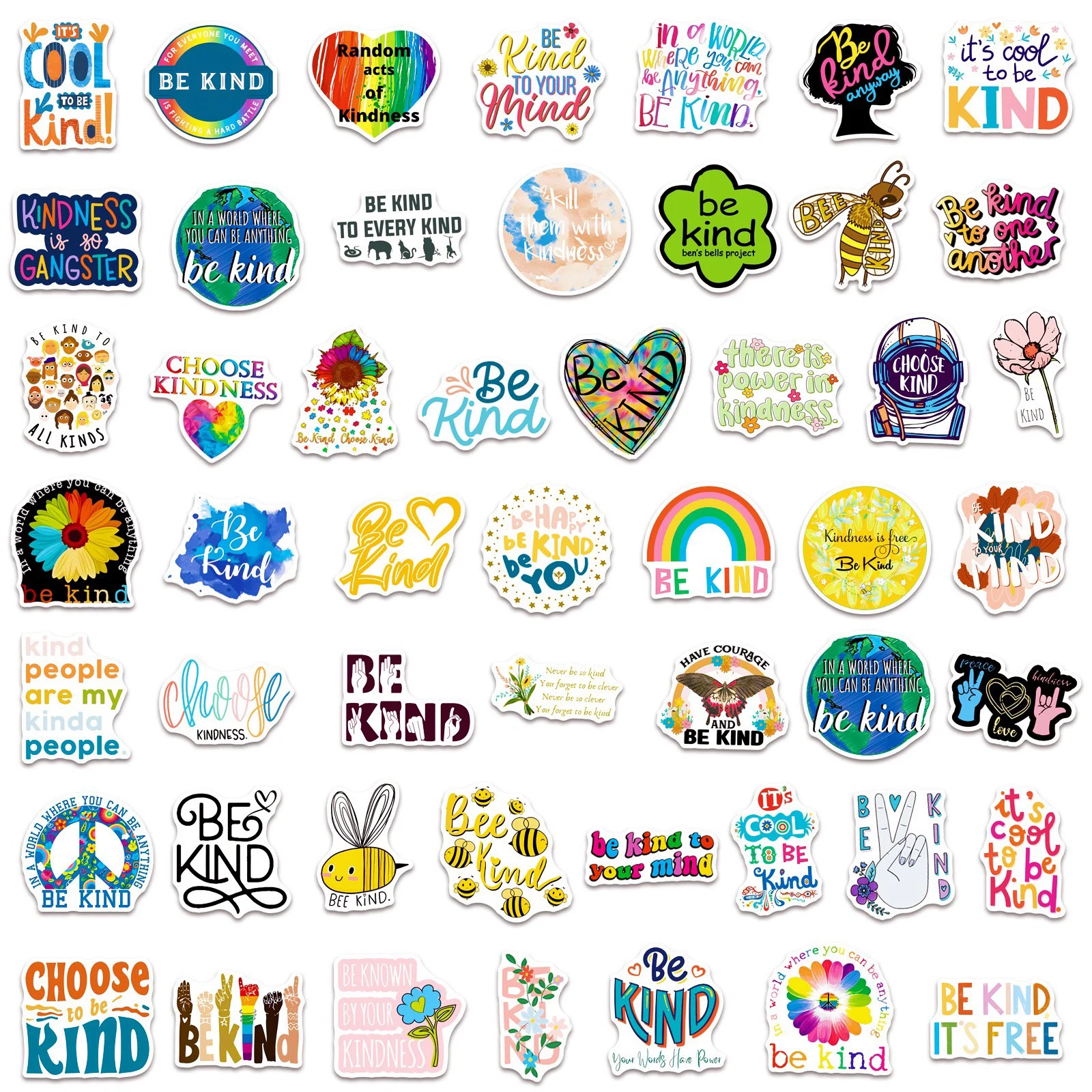 10/30/50PCS Cute Be Kind Mental Health Graffiti Stickers Decal DIY Scrapbook Notebook Phone Luggage Fridge Car Sticker Toy