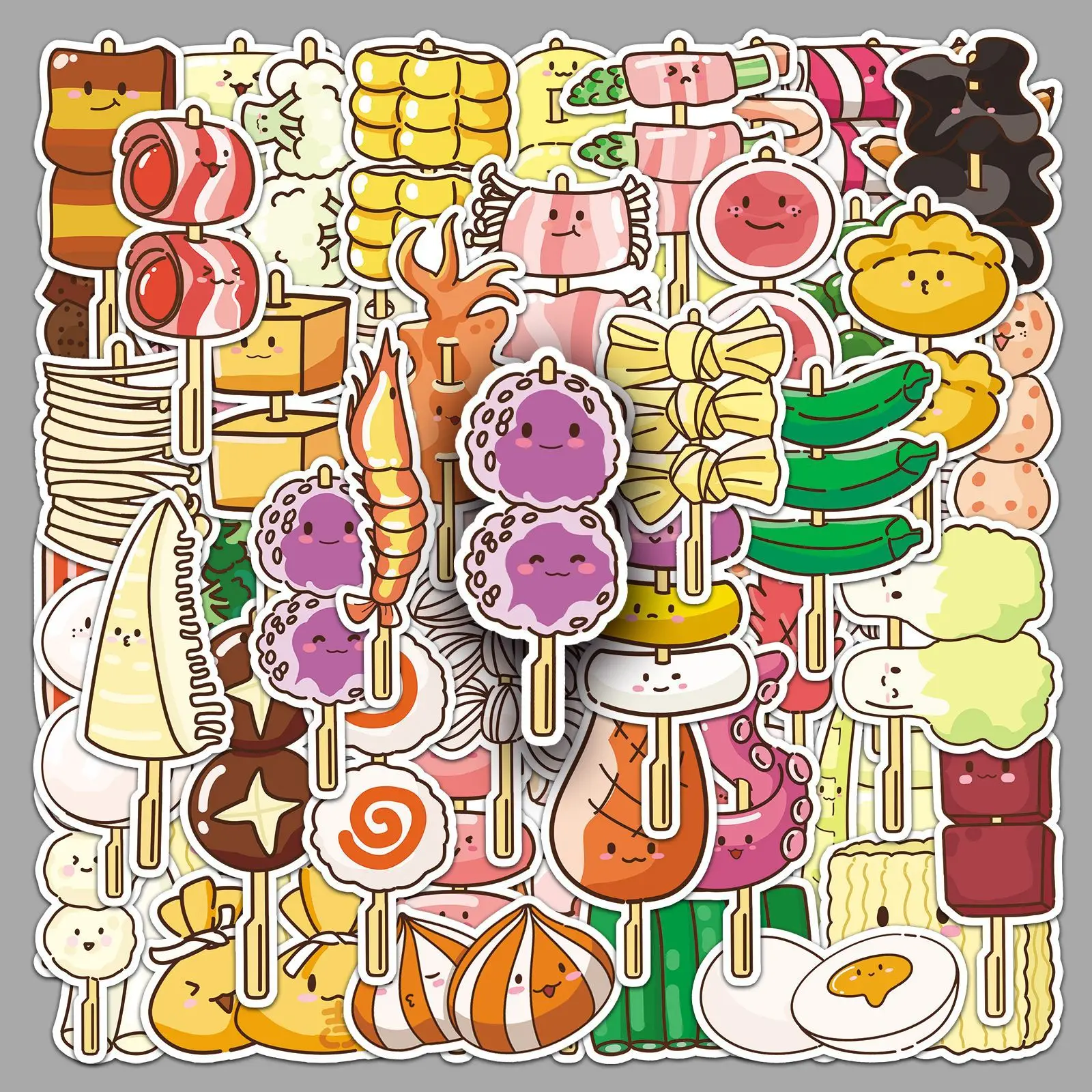 

10/30/50Pcs Chuan Chuan Food Graffiti Stickers Cartoon Cute Oden Decoration Creative Stickers DIY Guitar Water Cup Skateboard