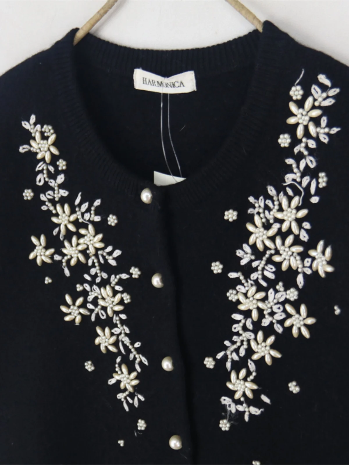 Maglione lavorato a maglia vintage fatto a mano Piccolo gancio Ricamo floreale Cardigan aperto versatile Lana Autunno Inverno Caldo V Ne Button up