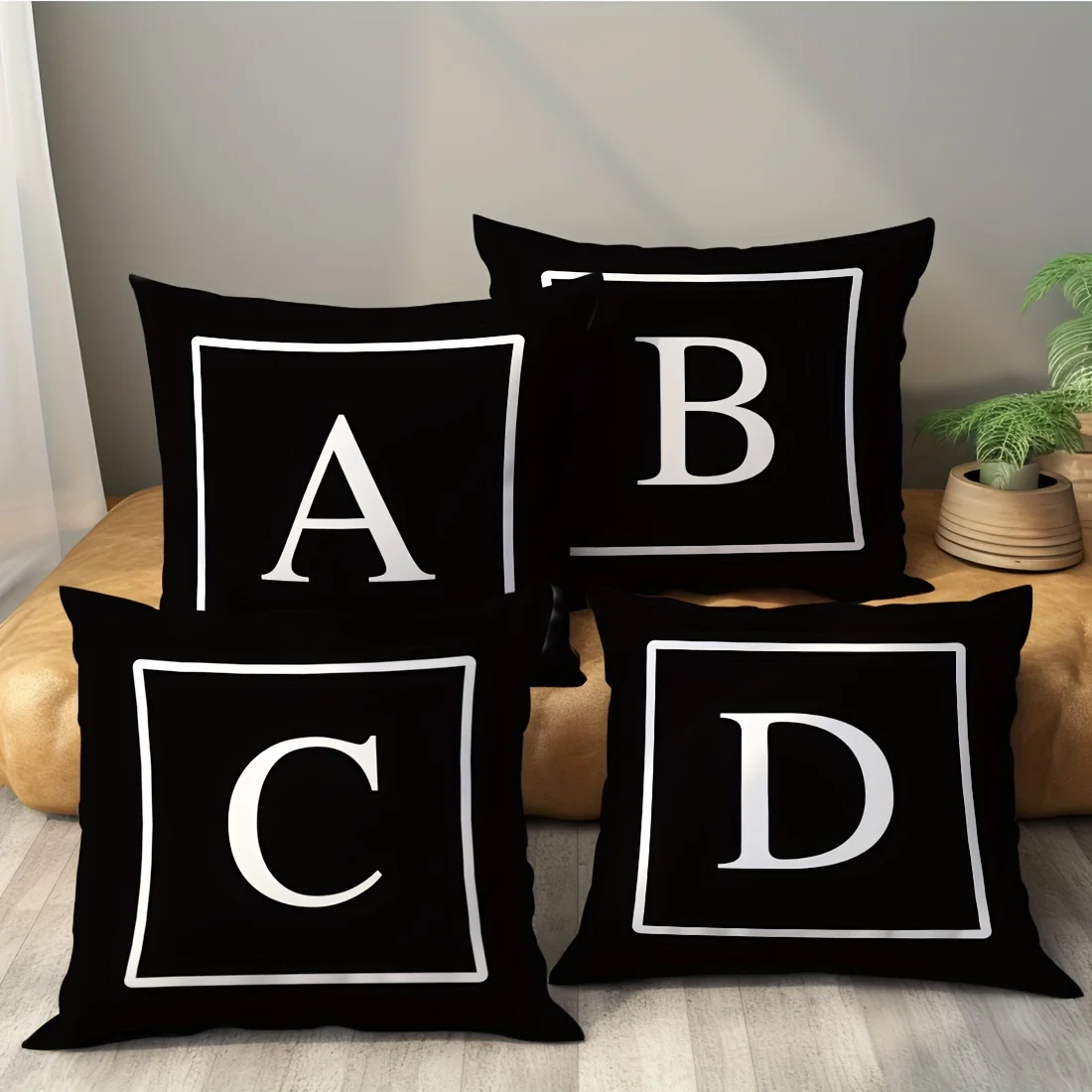 Minimalistischer Buchstaben-Kissenbezug, Einzelner Alphabet-Print-Kissenbezug, Personalisiertes Initialen-Dekokissen für Zuhause & Wohnheim