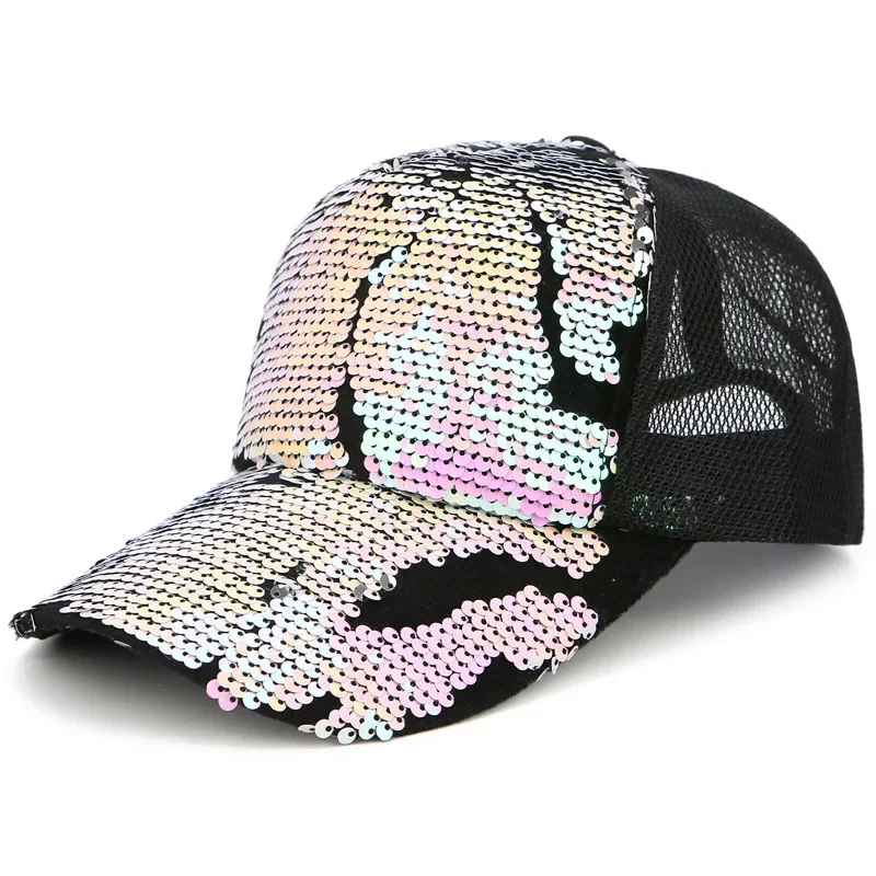 

Fashion Sequins Baseball Cap Breathable Mesh Rebound Cap Outdoor Sports Sunscreen Sun Hat Leisure Duck Tongue Cap Sun Hat