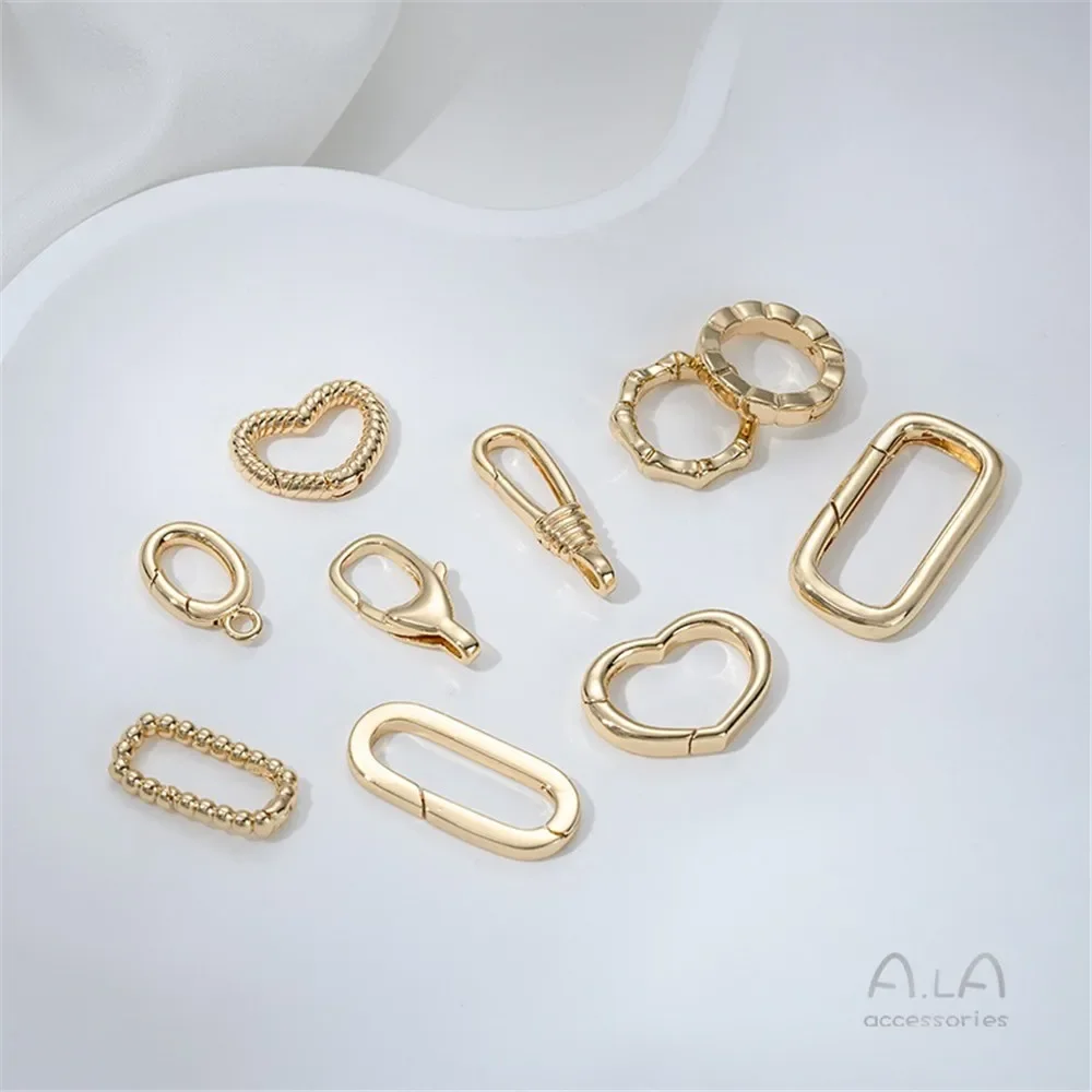 

14K Gold-wrapped Lobster Buckle Threaded Heart Buckle Oval Spring Buckle Bamboo Ring Buckle DIY Jewelry Buckle Accessories