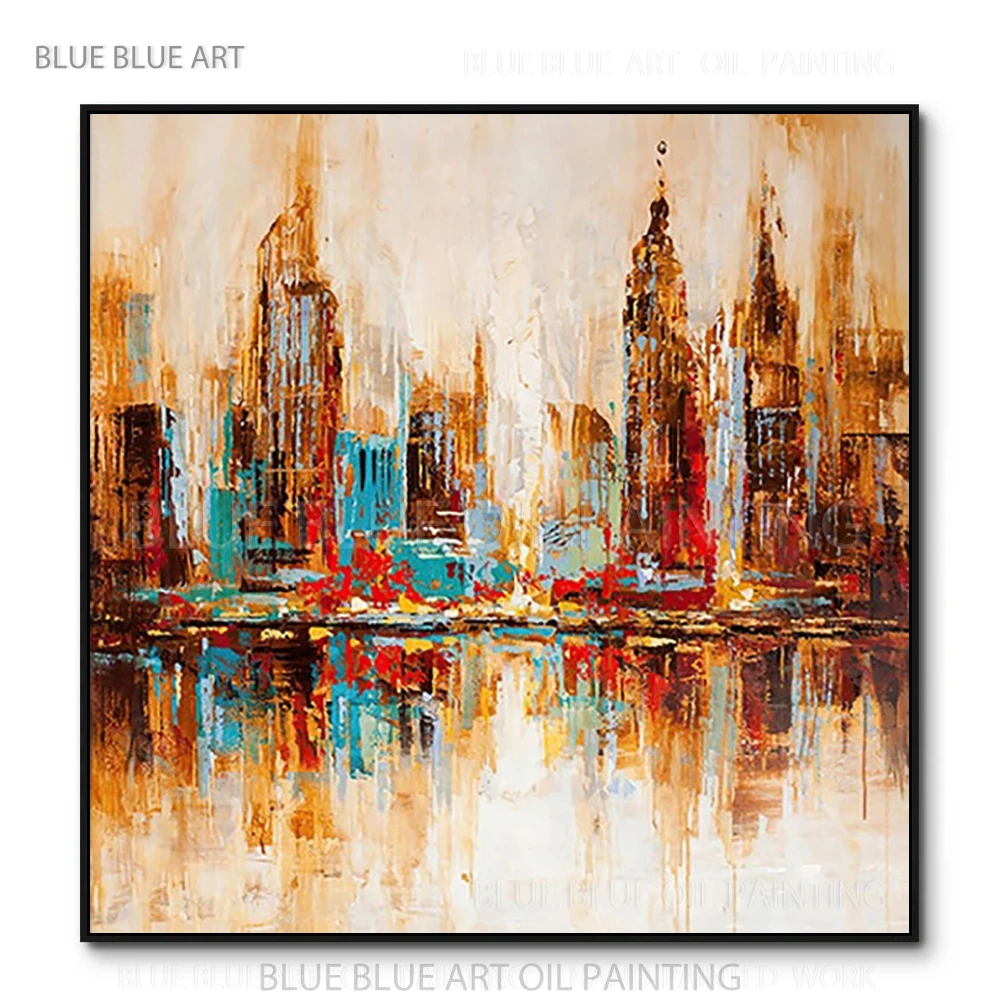 

Beauty Wall Art Abstract Urban Oil Painting Hand-painted High Quality Modern City Landscape Acrylic Knife Painting for Home Art