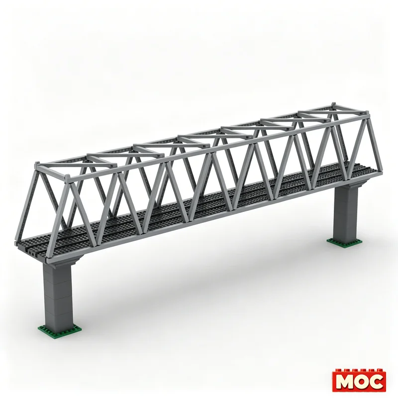 1150Pcs Truss Bridge For Train Custom Building Blocks Railway Layout Scene Model Educational Assembly Toy Collectors Xmas Gifts