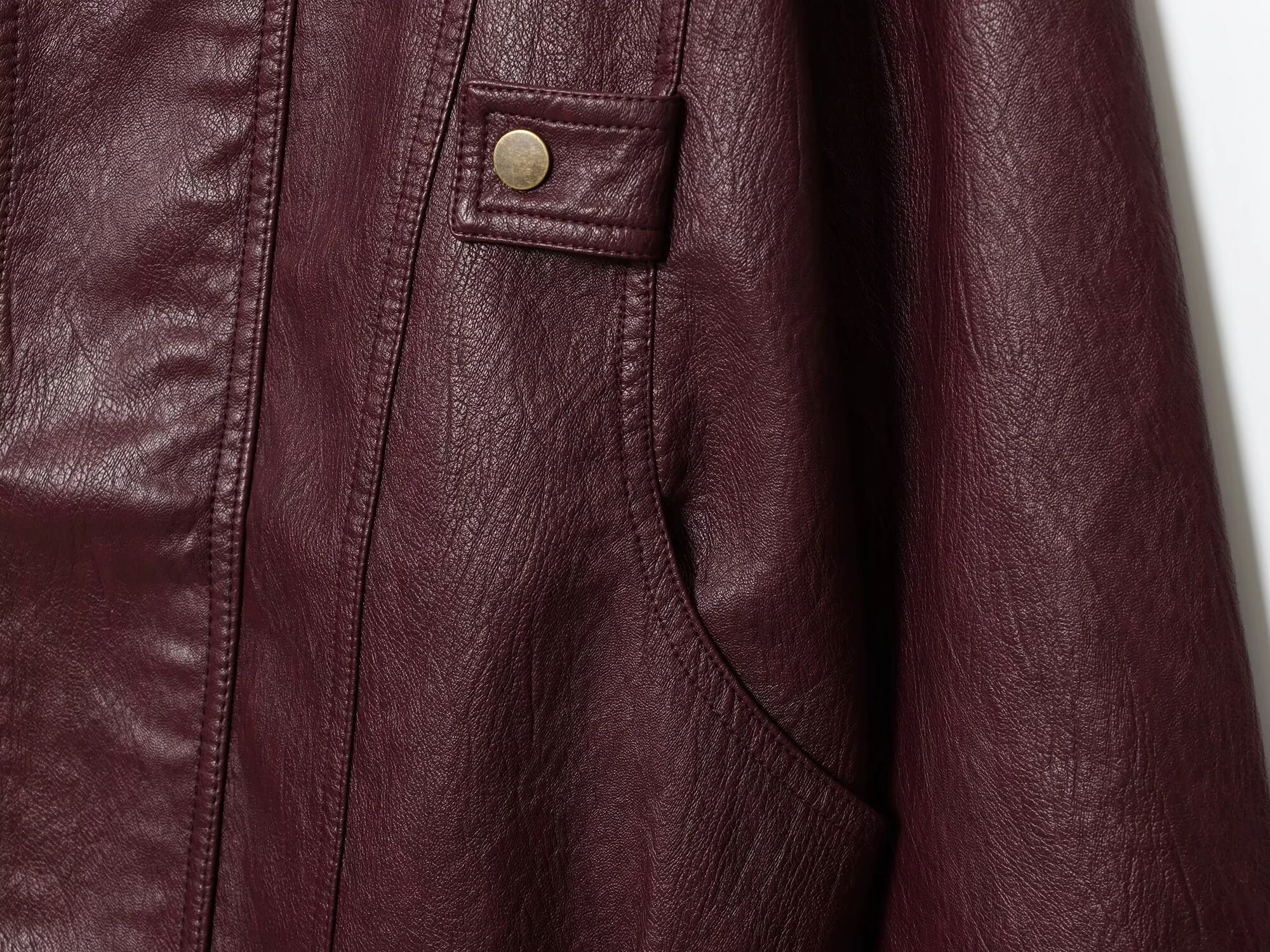 Wiosenna nowa kolekcja odzieży damskiej, francuski styl, modna i uniwersalna długa kurtka ze skóry PU, postarzana skóra.