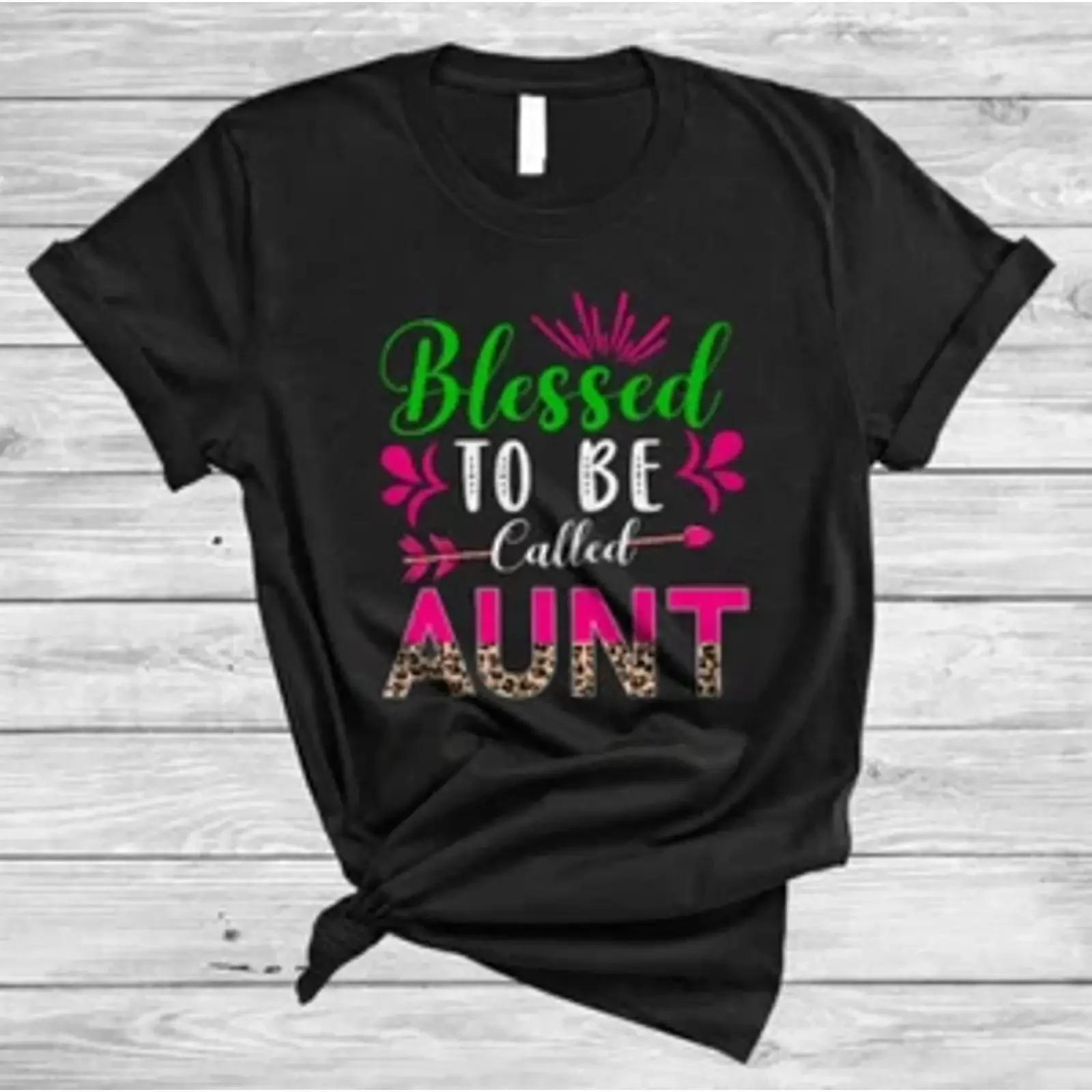 „Blessed To Be Called Aunt“ lustiges, fröhliches Muttertags-T-Shirt mit Leopardenmuster, Vintage-Stil, gewaschen, vielseitig, bequem