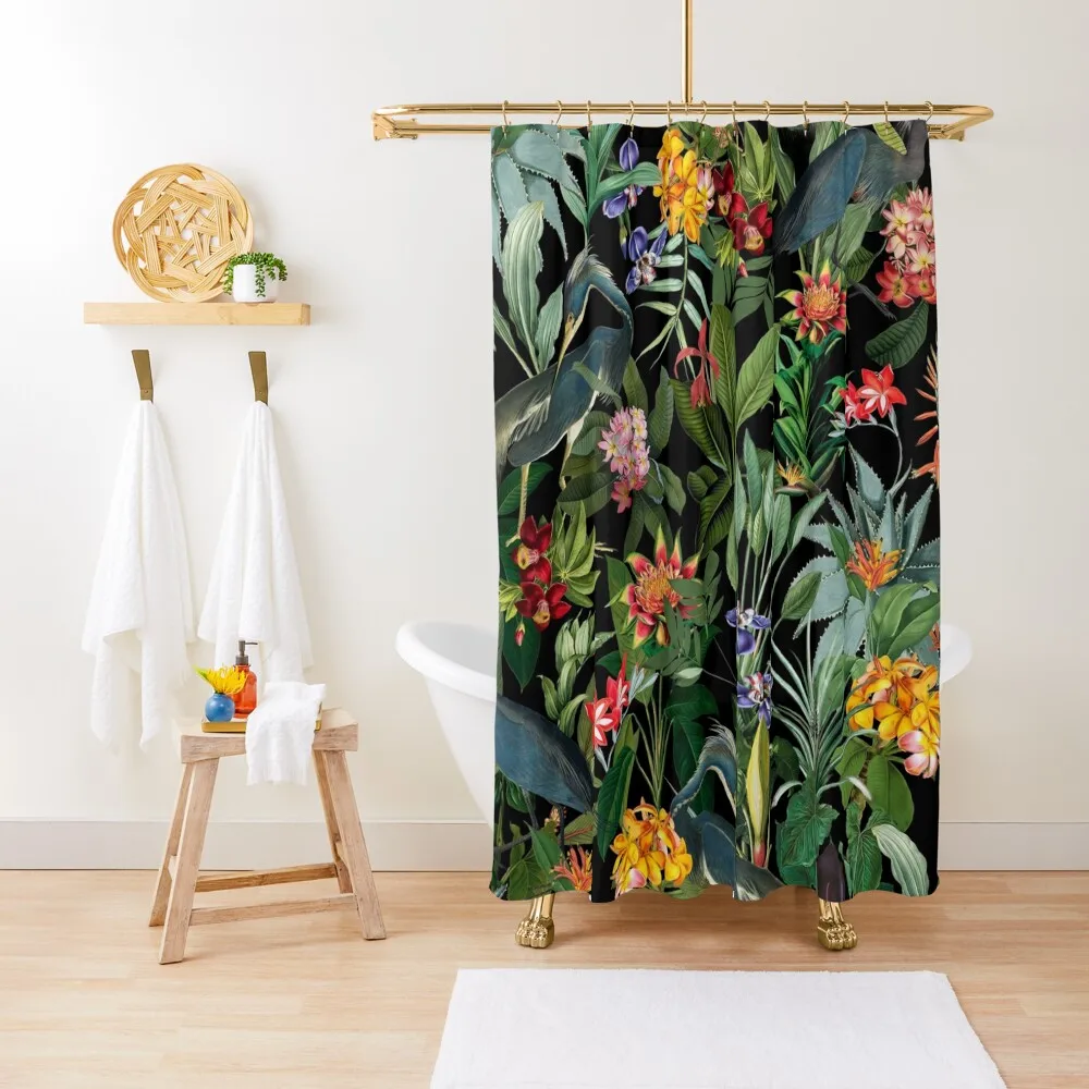 

Vintage Pattern - Blue heron and tropical flowersShower Curtain Bathroom Curtains Waterproof Shower Curtain